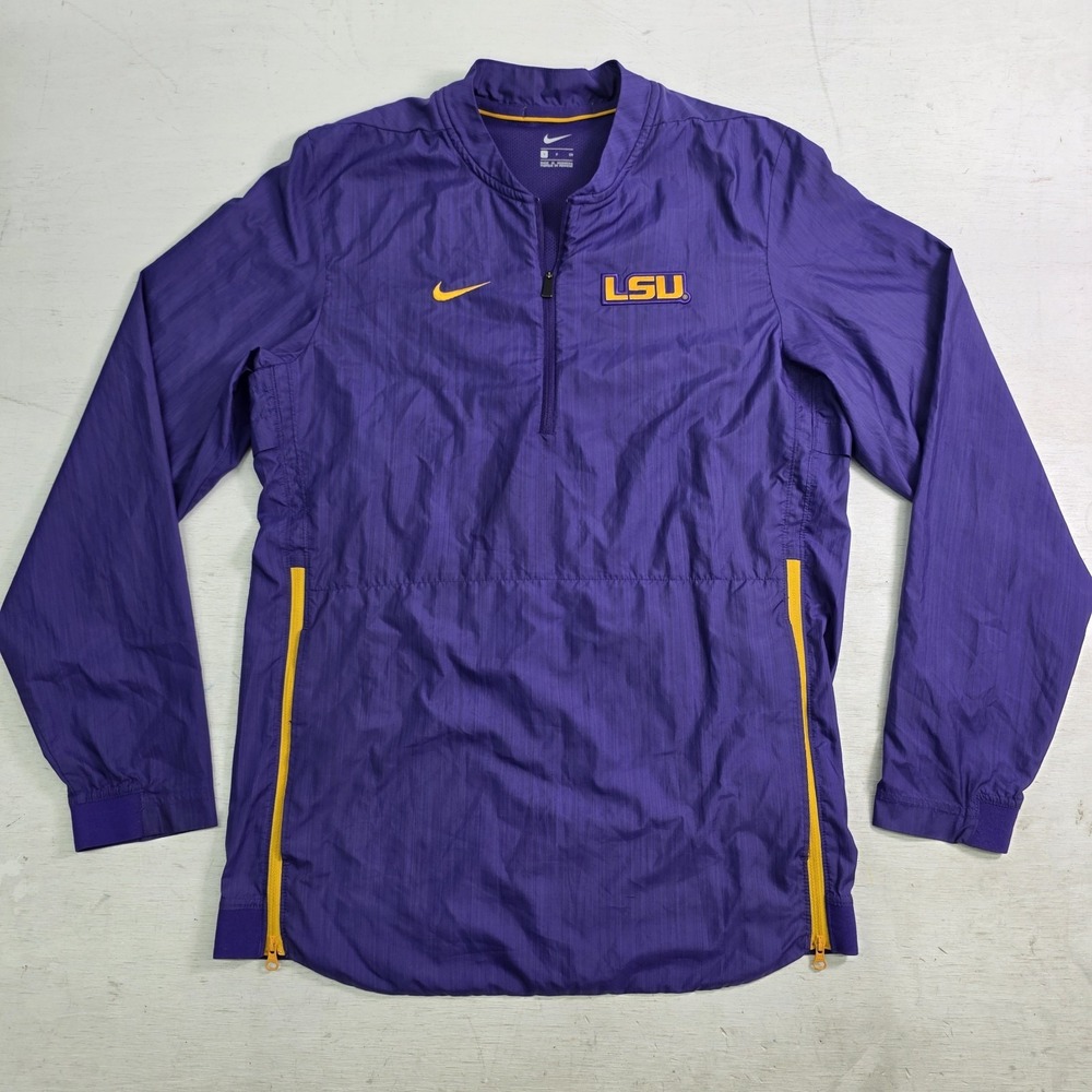 Nike LSU Tigers Sideline Lockdown Men's Slip-Over 1/4 Zip Jacket Windbreake Sz S - Picture 1 of 7